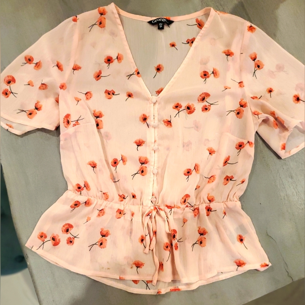 GEORGE-XS Sheer peplum top, button up ladies
